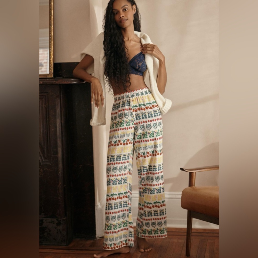 Anthropologie Small Printed Pajama Pants Patterned Wide-Leg Pants